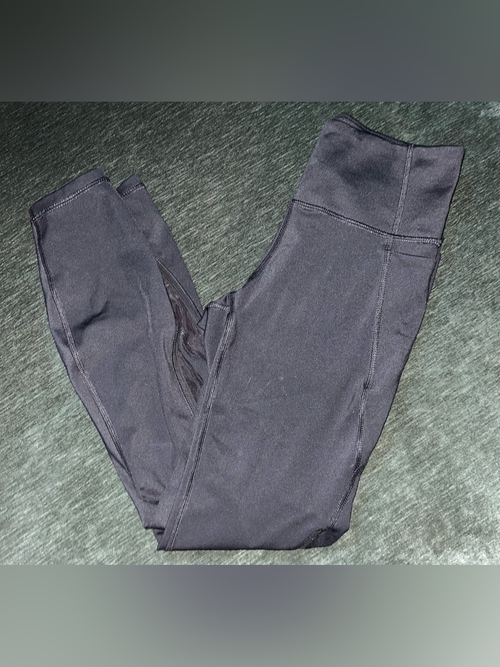 Black Athletic Leggings with Mesh Detail